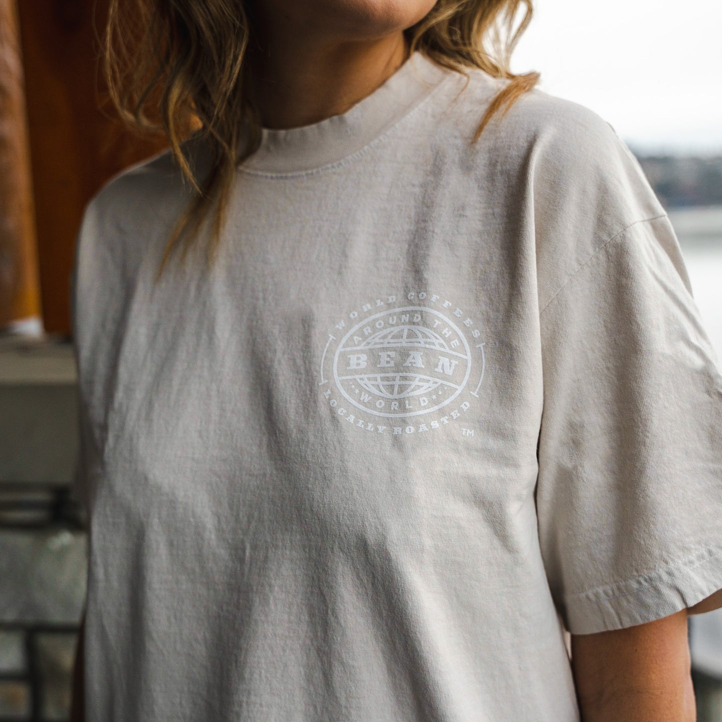 Bean Oversized Tee - Ivory Grey